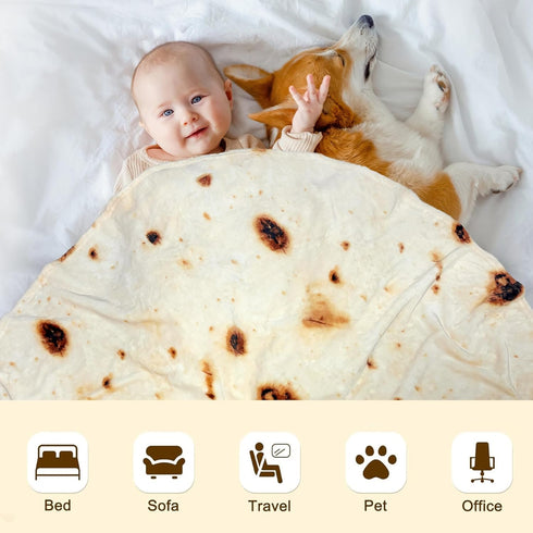 mermaker Burritos Tortilla Throw Blanket 2.0 Double Sided 47 inches for Adult and Kids, Giant Funny Realistic Food Blanket, 285 GSM Novelty Soft F...