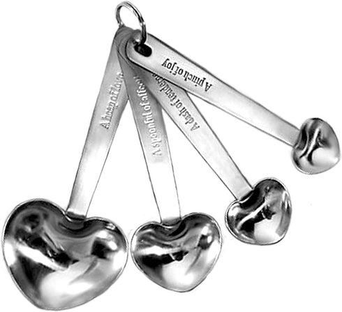 FASHIONCRAFT 4801 Love Beyond Measure Heart Measuring Spoons, Silver Measuring Spoons, Wedding Favor, 1-Piece...