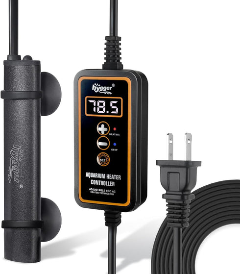 hygger Mini Submersible Aquarium Heater, Turtle and Betta Tank Heater with Digital Display/Five-Key External Controller Freshwater (75W-Digital)...