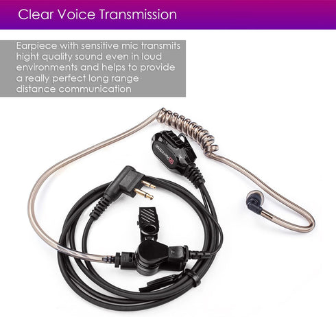 Acoustic Tube Earpiece with Mic for Motorola Walkie Talkies, Surveillance Headset and PTT Compatible with Motorola 2 Way Radios BPR40/CP/CLS/DTR/P...
