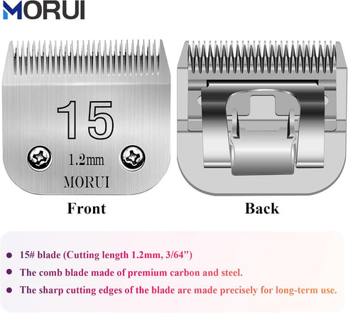 15 Cut Length 3/64"(1.2mm) Detachable Pet Dog Clipper Blades UltraEdge Series Compatible with Most Andis,Oster A5 Wahl KM Series Clippers...