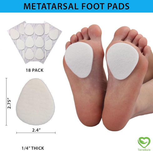 18 PCS Metatarsal Foot Pads for Pain Relief - 1/4” Thick Felt Foot Pads for Women & Men, Ball of Foot Cushions, Metatarsalgia Mortons Neuroma, For...