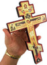 Religious Gifts Wooden Wall Crucifix Three Bar Orthodox Cross with Prayer 6 Inch, Save Us...