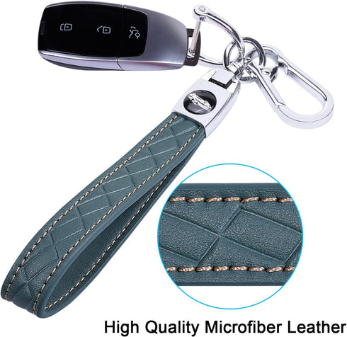 Wisdompro Microfiber Leather Car Keychain, Key Fob Keychain Leather Key Chain Holder with 3 Keyrings and 1 Screwdriver for Men and Women - Blue-gr...