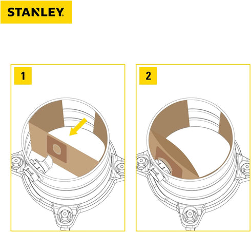 Stanley 25-1228 Disposable Filter Dust Bag Fits 2.5-3.5 Gallon Wet/Dry Vacuum Cleaner Compatible With SL18136, 3 Pack...