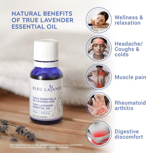 Bleu Lavande - Premium True lavender essential oil - Therapeutic Grade, 100% Pure & Natural, Premium & Certified Quality - Vegan & Cruelty free - ...