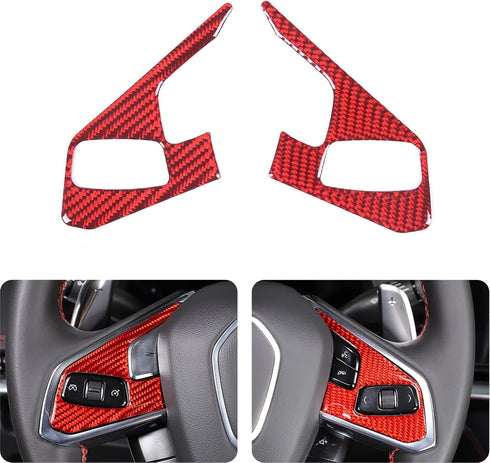 Daeiclru Real Carbon Fiber Steering Wheel Button Cover Sticker Compatible with Chevrolet Corvette C8 2020-2023, Car Steering Wheel Panel Protectio...