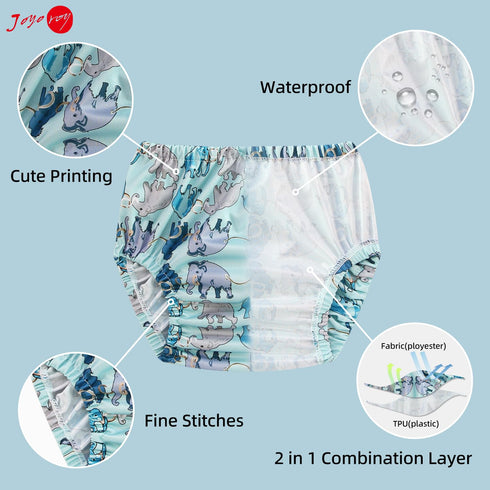 Joyo roy 4Pcs Plastic Underwear for Potty Training Plastic Pants 3T Cloth Diaper Cover Rubber Pants for Toddlers Rubber Training Pants for Toddler...