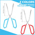 2 Pieces 10.6 Inch Stainless Steel Kitchen Scissor Tongs Heavy Duty Cooking Tongs, with Comfortable Red Blue Handle for Cooking Barbecue Food, Dis...