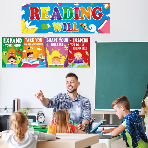 2PCS Classroom Decorations Banner Posters for Teachers Bulletin Board and Wall Decor for Pre School Elementary Middle School...