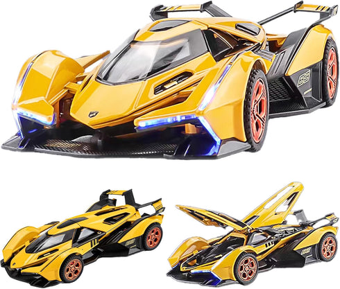 Toy Cars Lambo V12 Race Car Toys Model Car 1/32 Die-cast Pull Back Collectible Model with Sound and Light Toy Vehicle for 3+Year Old Boys Festival...