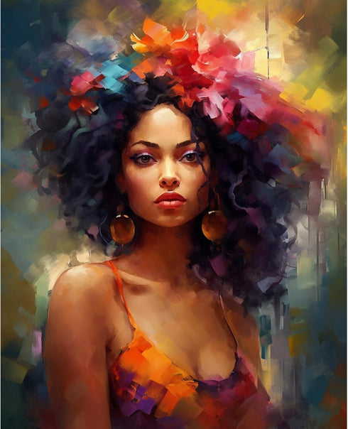 Tucocoo Afro Black Girl Paint by Number for Adults,DIY Digital Oil Painting Kits on Canvas with Brushes and Acrylic Pigment,African American Woman...
