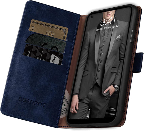 SUANPOT for Moto G Power 2021 with RFID Blocking Leather Wallet case Credit Card Holder, Flip Folio Book Phone case Shockproof Cover for Women Men...