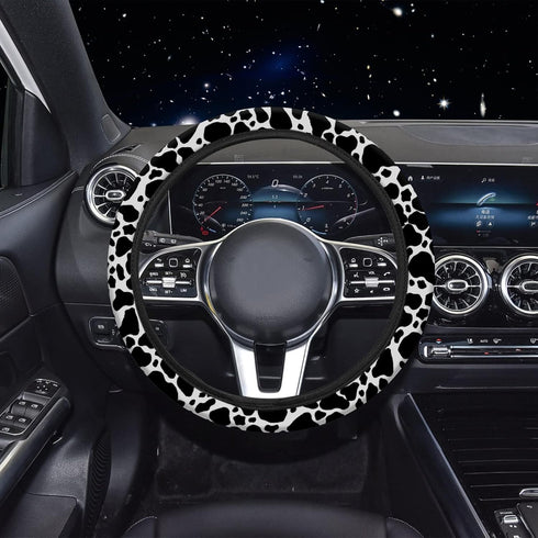10 Pieces Cow Car Steering Wheel Cover Center Console Armrest Pad Headrest Seat Belt Cover Handbrake Cover Keychain Coaster Full Set Car SUV(Cow)...