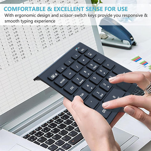 Bluetooth Number Pad for Laptop, Wireless Numeric keypad, 28 Keys Numpad Number Keypad Bluetooth 10 Keys Number Pad for Laptop, MacBook Air/Pro, i...