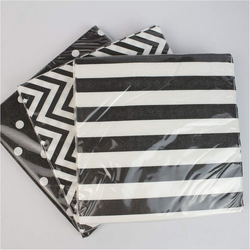 Disposable 2-ply Party Napkins, Striped Chevron Polka Dot paper beverage napkins for Birthday, Christmas or Anniversary Celebration, Cocktail Beve...