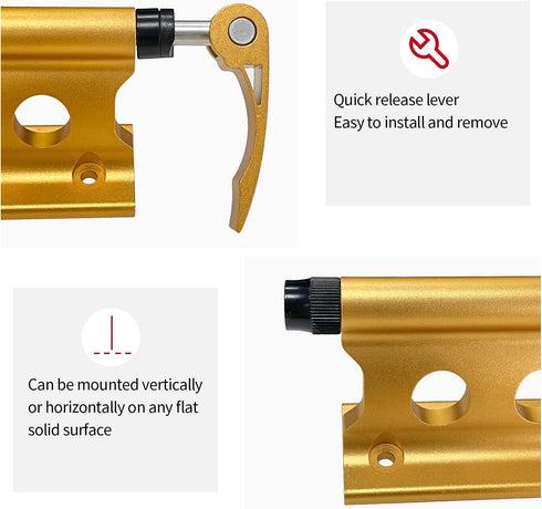 Sutekus Bike Fork Mount Universal Quick Release Fork Block Mounts Bicycle Car Roof Mount Rack for Truck Trailer Vans Vehicles (Gold)...