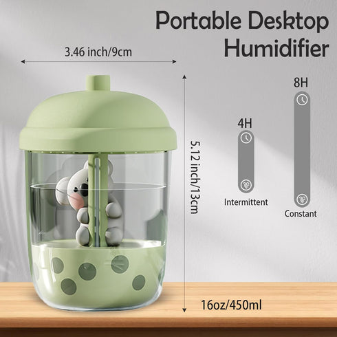 450ml Portable Humidifier, Mini Cool Mist Humidifier with Koala-Theme, USB Personal Humidifier Auto Shut-Off, Ultra-Quiet (Green)...