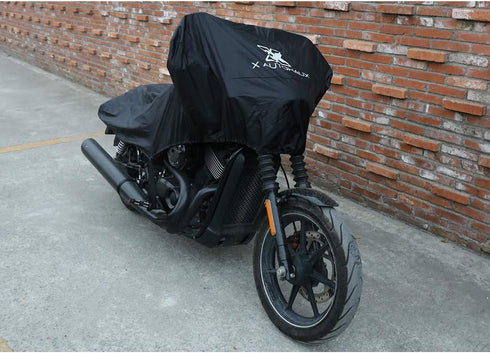 X AUTOHAUX Motorcycle Cover Street Bike Scooter Lightweight Half Cover Outdoor Waterproof Rain Dust Protector Black Size M for Kawasaki for Harley...