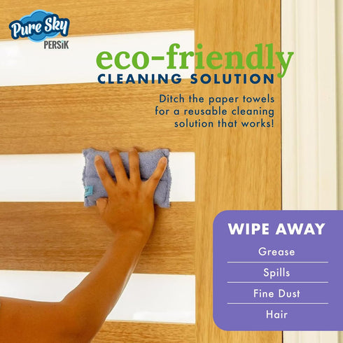 Pure-Sky Ultra-Microfiber Cleaning Sponge – Kitchen, Household and Dish Sponges – JUST ADD Water No Detergents Needed – Heavy Duty for Removing St...