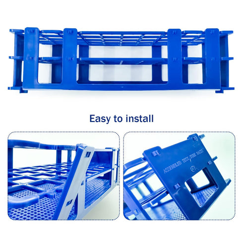 3 Packs Plastic Test Tube Rack, 40 Holes Lab Test Tube Rack Holder for 20mm Test Tubes, Blue, Detachable (40holes)...