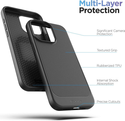 ENCASED Privacy Case Designed for iPhone 15 Pro (2023) Flexible Slim-fit Grip Cover with Anti-Spy Screen Protector, 9H Tempered Glass (Black)......