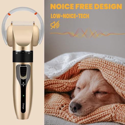Dog Grooming Kit, Low Noise Professional Dog Grooming Clippers, Dog Hair Trimmer, Rechargeable Cordless Pet Hair Clippers Tools for Dogs Cats Pets...
