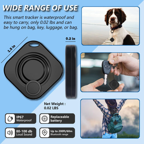 Key Finder Locator with Sound Find My Luggage Key Tracker Powerful Bluetooth Luggage Tracker with Sound Item Locator for Keys Bags Wallets Pet,Pho...