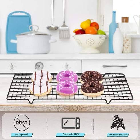 Tebery 4 Pack Black Heavy-Duty Wire Cooking Rack Baking Racks, Nonstick Baking & Cooling Grid for Roasting, Cooking, Grilling, Drying - 16" x 10"...