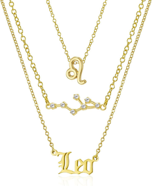 3Pcs 12 Constellation Zodiac Sign Layered Choker Necklaces Letter Astrology Horoscope with Message Card for Women Jewelry...