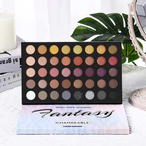Professional Neutral Eyeshadow Makeup Palette, 40 Pigmented Matte Shimmer Warm Eye Shadows, Naked Nudes Rose Gold Smoky Brown Pressed Powder Palle...