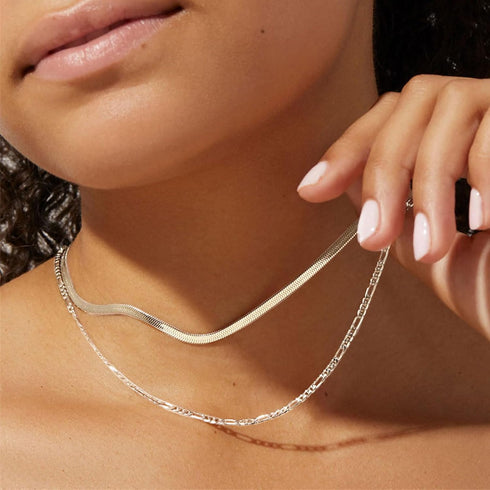 3PCS 18K Gold Plated Layered Necklaces for Women, Bead Coin Bar Pendant Necklace Set- Chain, Choker & Layered Snake Necklaces -Dainty Gold/Silver ...