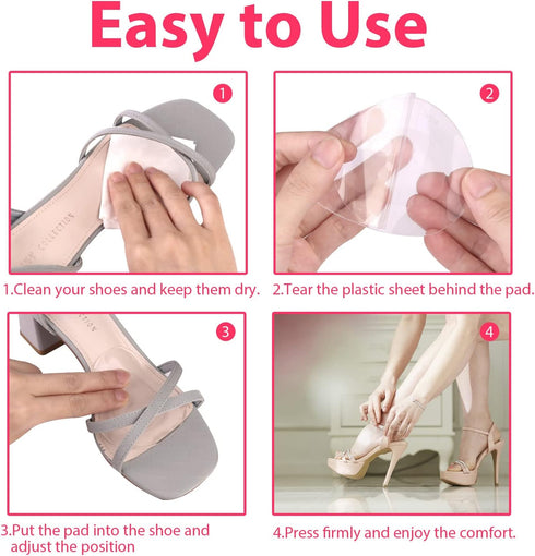 Gel Ball of Foot Cushions, 3 Pairs High Heels Shoes Inserts Forefoot Pads Foot Pain Relief Metatarsal Pads Reusable Ball of Foot Cushions for Wome...
