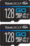TEAMGROUP GO Card 128GB x 2 PACK Micro SDXC UHS-I U3 V30 4K for GoPro & Action Cameras High Speed Flash Memory Card with Adapter for Outdoor, Spor...