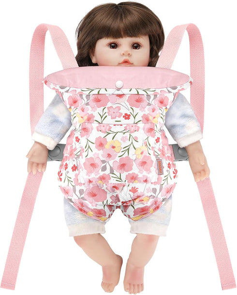 GAGAKU Baby Doll Carrier for Little Girls Baby Carrier for Dolls Reborn Baby Doll Carrier Toddlers 1-3 Years Old Babydoll Carrier - Pink Rose of S...