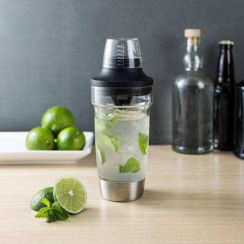 Host All in One Cocktail Shaker Set with Measurements, Reamer, Bottle Opener, Strainer and Jigger for Cold Brew Cocktails, Home Bar, Bartending, C...