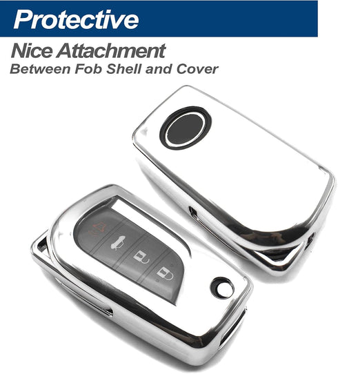 Fit for Toyota RAV4 Camry Corolla 4Runner C-HR Avalon Sequoia Sienna Yaris Tacoma Highlander TPU Key Fob Cover Case Shell Holder Protector Sleeve ...