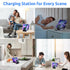 5-Port USB-C Fast Charging Station for Multiple Devices - Compatible with Phone, iPad, Tablet - Multi Device Family Charging Organizer with Free A...