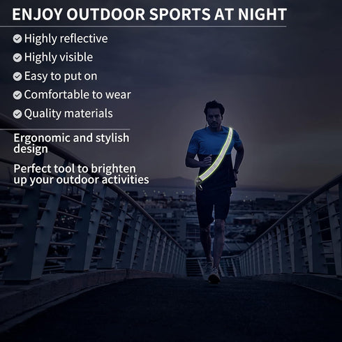 Reflective Running Gear | Reflective Sash for Walking at Night | High Visibility Reflective Sash | Reflective Belt for Walking in The Dark | A...