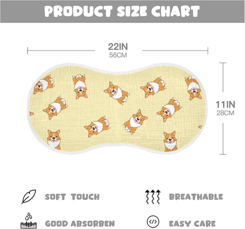 Cute Corgi Dog Pattern Muslin Burp Cloths for Baby 2 Pack Soft 100% Cotton Baby Washcloths Bibs for Boy Girl...