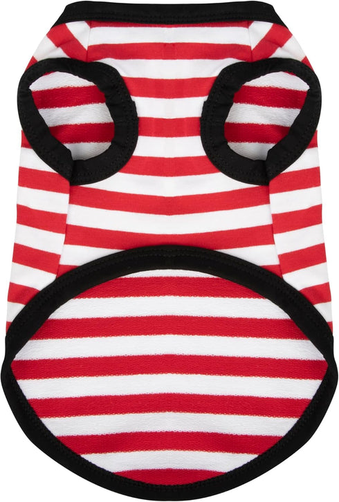 Dog Striped Shirt Happy Color Cotton Sleeveless Puppy Dog Shirts Breathable Pet Apparel Tank Top Colorful Puppy Sweatshirt Dog Clothes for Small M...