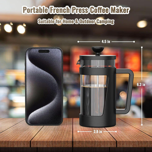 RAINBEAN Small French Press 12 Oz, Mini French Press Coffee Maker 1 Cup, Single Serve Coffee Press, Coffee Brewer With 3 Level Filtration, Perfect...