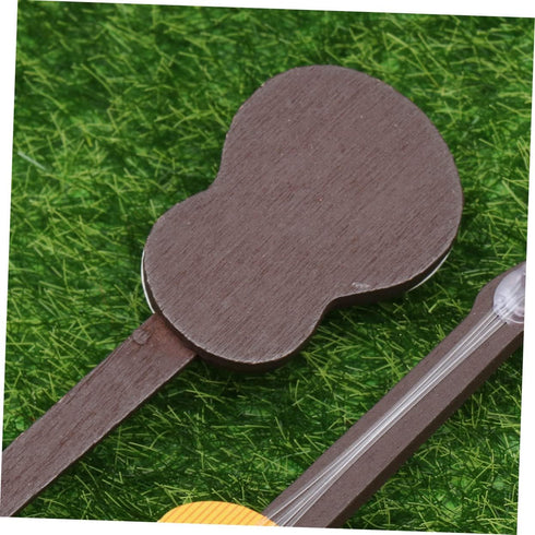 EXCEART 4 Pcs Wooden Miniature Guitar Miniature Wooden Instrument Desktop Wooden Miniatures Micro Landscape Statue DIY Miniature Guitar 1:12 Dollh...