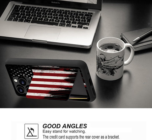 for iPhone 14 Case/iPhone 13 Case,Wallet Case Hidden Card Slot Holder Shockproof TPU and PC Dual Layer Protective Case Cover for iPhone 14 / iPhon...
