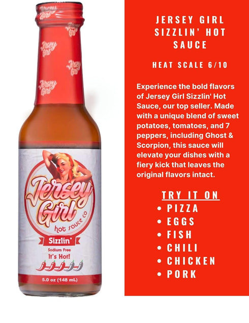 Jersey Girl Sizzlin' No Sodium/Salt Free Hot Sauce - Made with Scorpion & Ghost Pepper 5oz (Spicy) All Natural Ingredients...