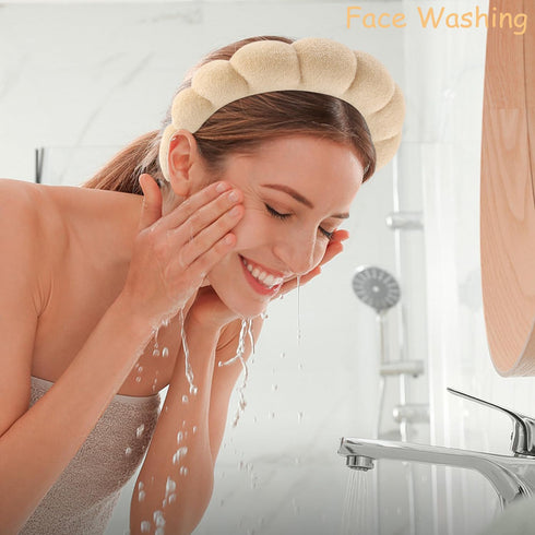 Spa Headband for Washing Face Makeup Headband Skincare Headband Face Wash Headband Black Khaki Sponge Hair Band for Washing Face Teen Girl Gifts T...