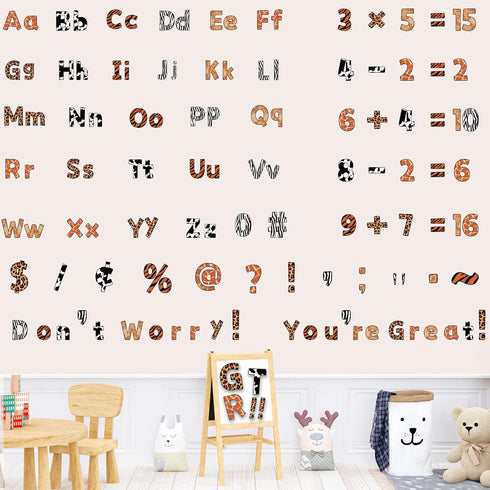 266 Pcs Animal Prints Letters Cutout Safari Classroom Decorations Letters Letter and Number Combo Pack Set for Kids Bulletin Board Display Home Sc...