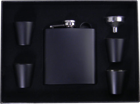 Personalized Add Your Custom Text 6-Ounce Customizable Flask Gift Set, Steel Shot Glasses, Funnel, Giftbox (Black)...