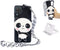 Case Compatible with Samsung Galaxy A12 5G,3D Cute Animals Pandas Cartoon Soft Black Silicone Wallet Case with Wrist Strap,Cool Kawaii Funny Kids ...