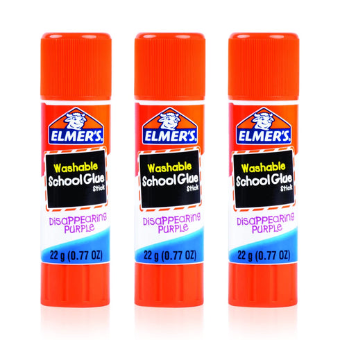 Elmers Glue Sticks 3 Count Glue Sticks Bulk 0.77 Ounce Purple Glue Stick - School Supplies for Kids, Liquid School Glue...